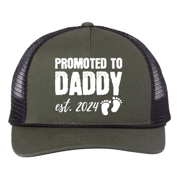 Promoted To Daddy 2024 Soon To Be Dad Husband Gift Retro Rope Trucker Hat Cap