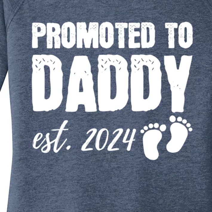 Promoted To Daddy 2024 Soon To Be Dad Husband Gift Women's Perfect Tri Tunic Long Sleeve Shirt