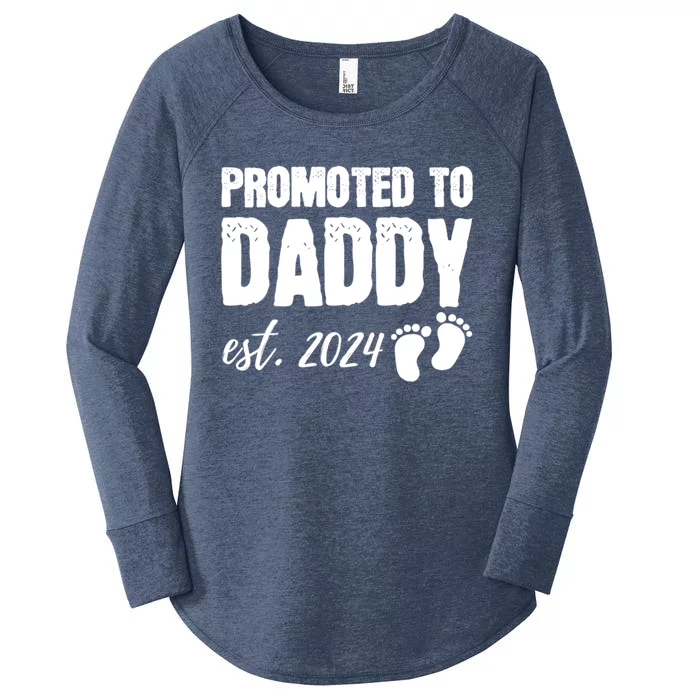 Promoted To Daddy 2024 Soon To Be Dad Husband Gift Women's Perfect Tri Tunic Long Sleeve Shirt