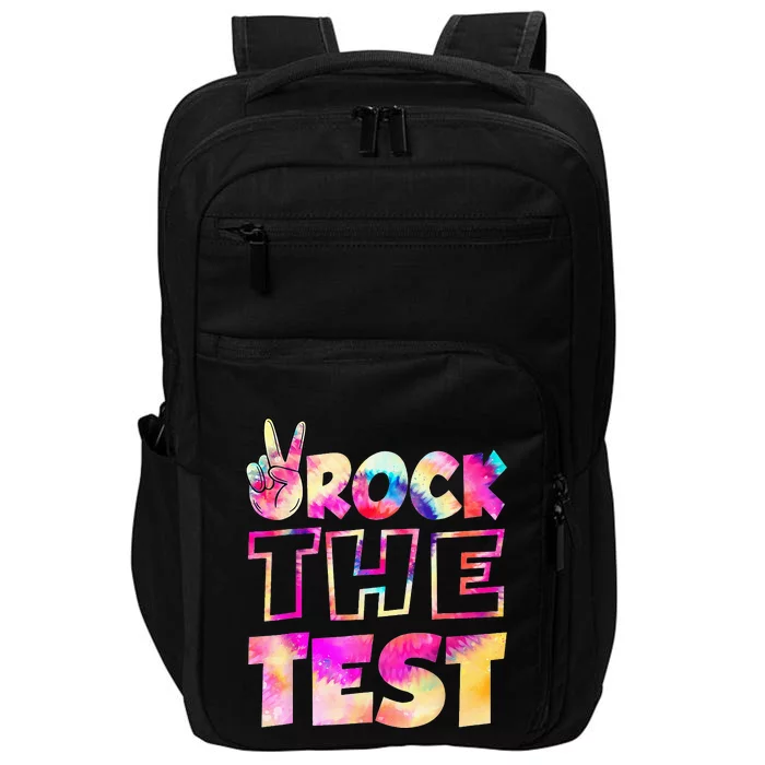 Peace Tie Dye Rock The Test Happy Testing Day Teacher Lover Impact Tech Backpack