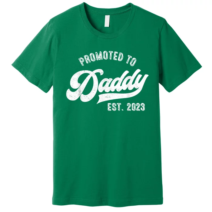 Promoted To Daddy Funny Humor New Dad Vintage Premium T-Shirt