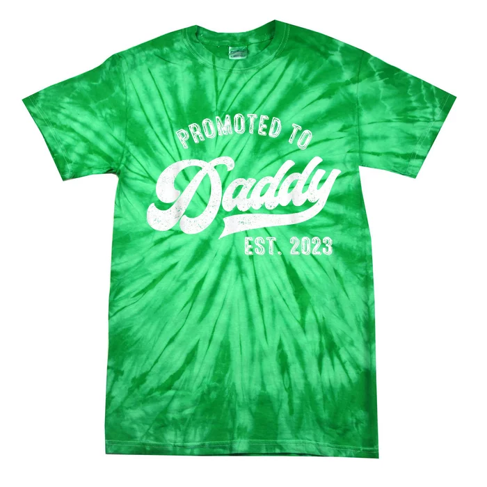 Promoted To Daddy Funny Humor New Dad Vintage Tie-Dye T-Shirt