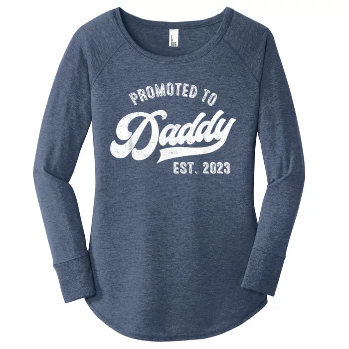 Promoted To Daddy Funny Humor New Dad Vintage Women's Perfect Tri Tunic Long Sleeve Shirt