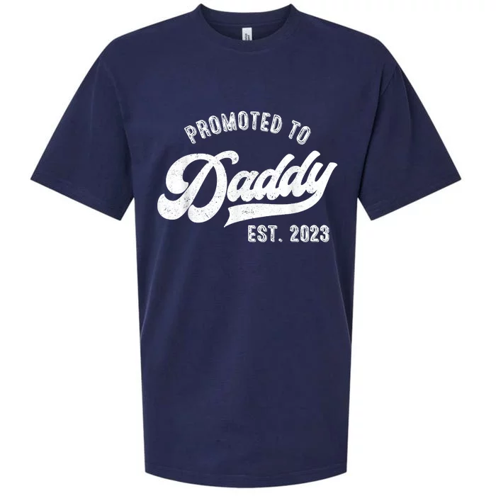 Promoted To Daddy Funny Humor New Dad Vintage Sueded Cloud Jersey T-Shirt