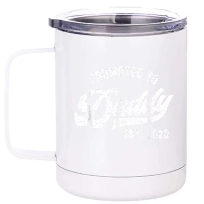 Promoted To Daddy Funny Humor New Dad Vintage Front & Back 12oz Stainless Steel Tumbler Cup