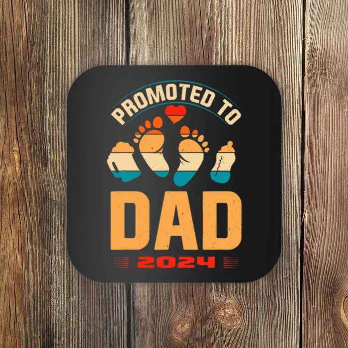 Promoted To Daddy 2024 Vintage Soon To Be New Dad Father Day Coaster