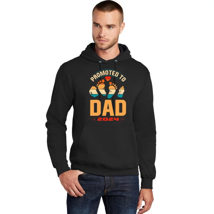 Promoted To Daddy 2024 Vintage Soon To Be New Dad Father Day Tall Hoodie