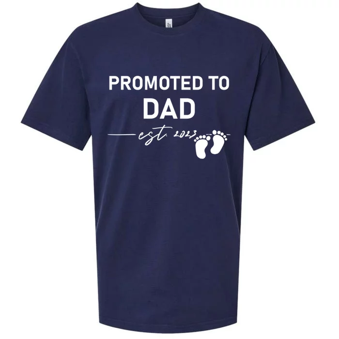 Promoted To Dad Est 2023 New Daddy To Be FatherS Day Cool Gift Sueded Cloud Jersey T-Shirt