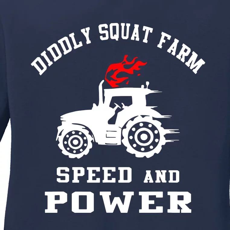 Perfect Tractor Design Diddly Squat Farm Speed And Power Ladies Long Sleeve Shirt