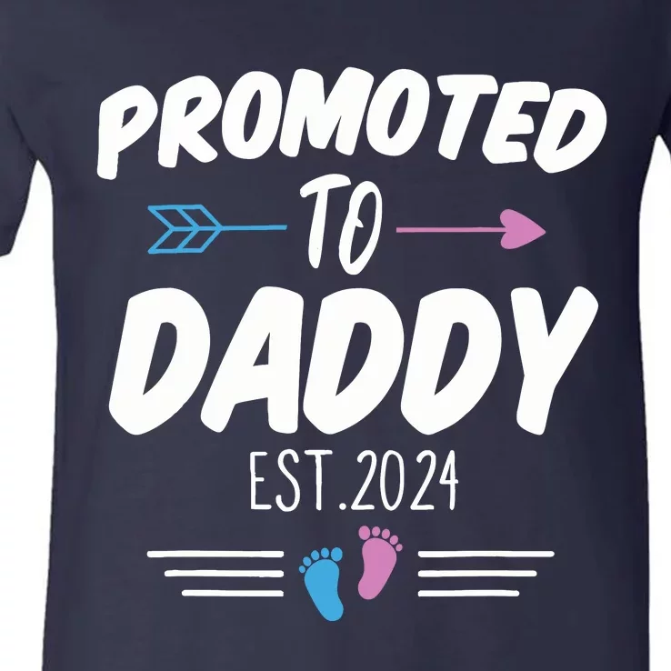 Promoted To Daddy Est 2024 Soon To Be Daddy First Time Daddy V-Neck T-Shirt