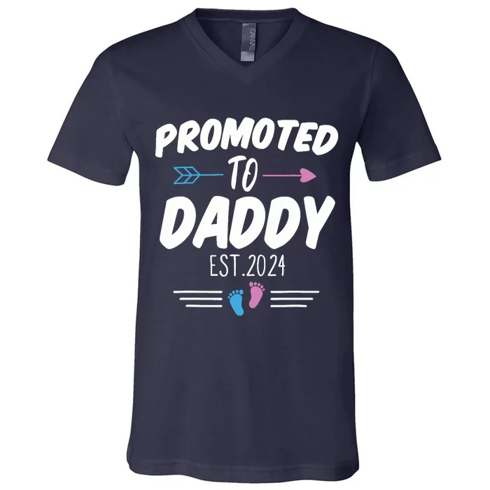 Promoted To Daddy Est 2024 Soon To Be Daddy First Time Daddy V-Neck T-Shirt