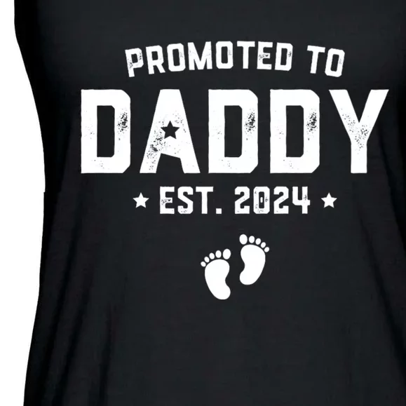 Promoted To Daddy Est. 2024 Baby Gift For New Daddy Ladies Essential Flowy Tank