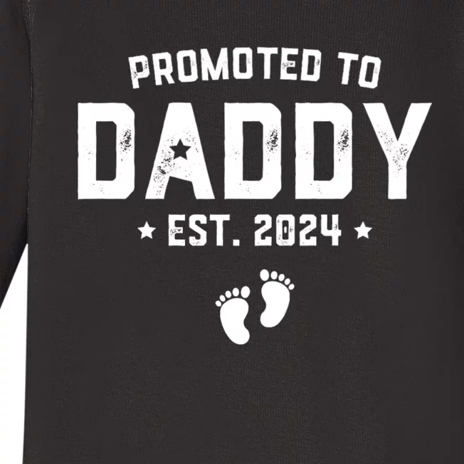 Promoted To Daddy Est. 2024 Baby Gift For New Daddy Baby Long Sleeve Bodysuit