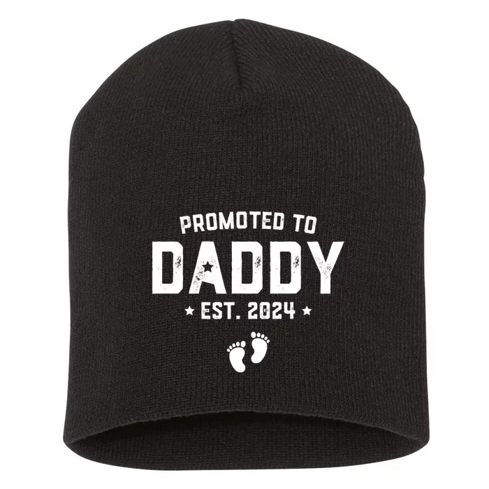 Promoted To Daddy Est. 2024 Baby Gift For New Daddy Short Acrylic Beanie