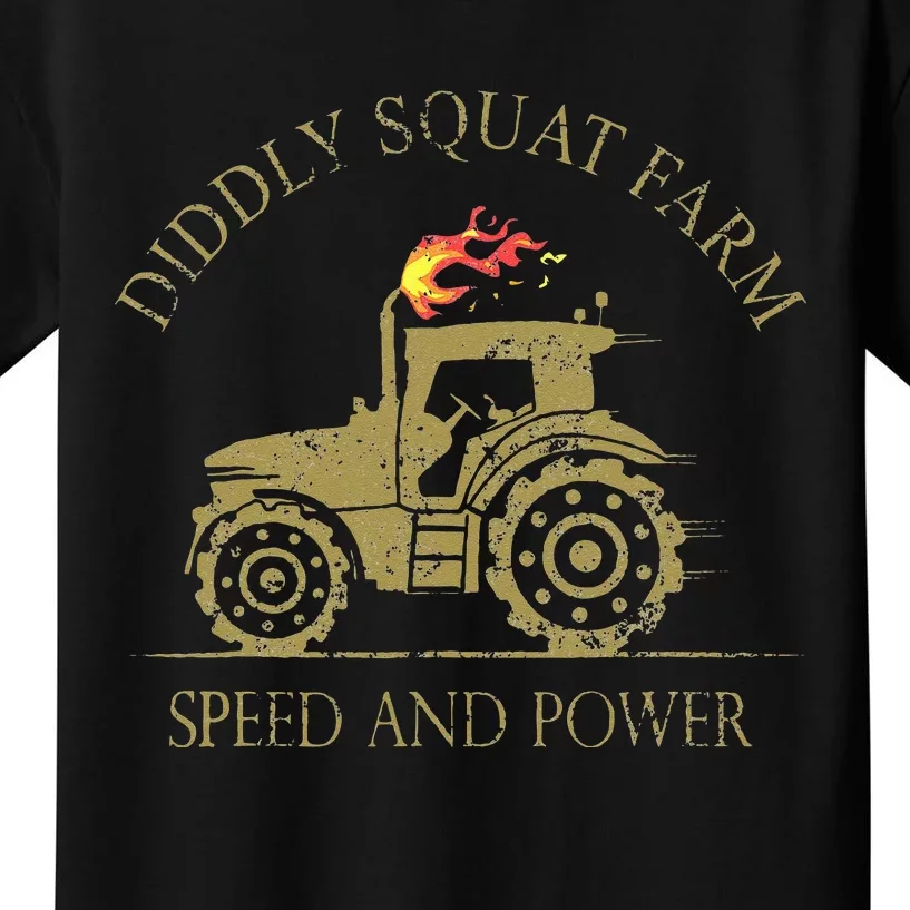 Perfect Tractor Design Diddly Squat Farm Speed And Power Kids T-Shirt