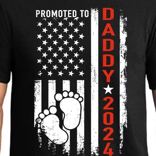 Promoted To Daddy 2024 Us American Flag Pregnancy Annouce Pajama Set