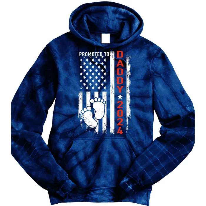 Promoted To Daddy 2024 Us American Flag Pregnancy Annouce Tie Dye Hoodie