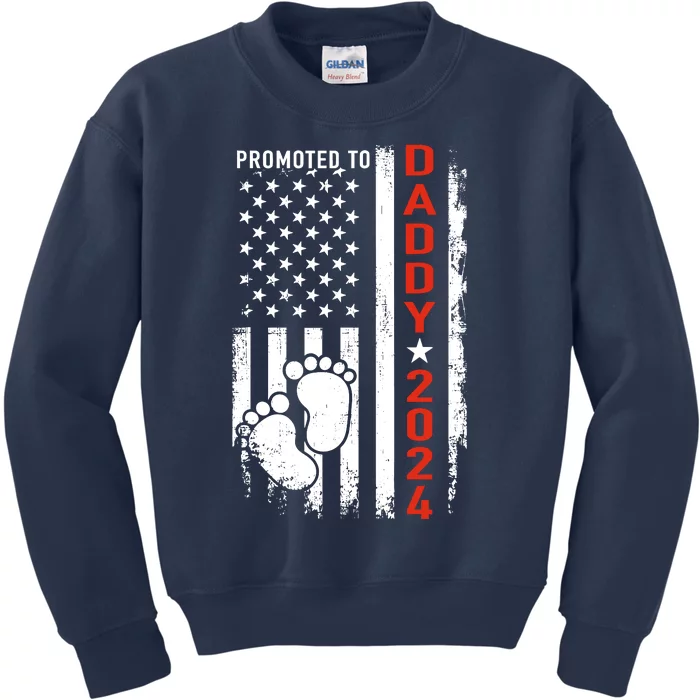 Promoted To Daddy 2024 Us American Flag Pregnancy Annouce Kids Sweatshirt