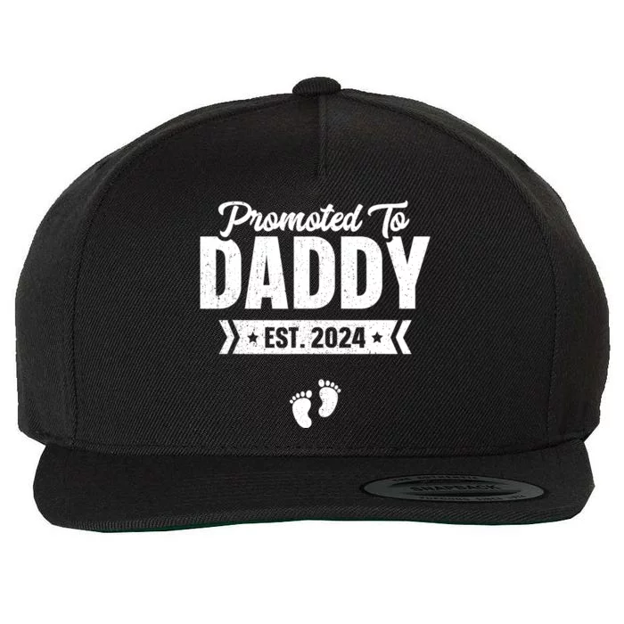 Promoted To Daddy Est. 2024 Baby Gift For New Daddy Wool Snapback Cap