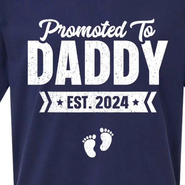 Promoted To Daddy Est. 2024 Baby Gift For New Daddy Sueded Cloud Jersey T-Shirt