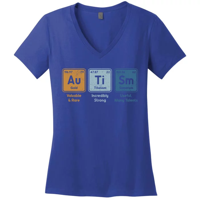 Periodic Table Elets Neurodiversity Autism Awareness Cool Gift Women's V-Neck T-Shirt