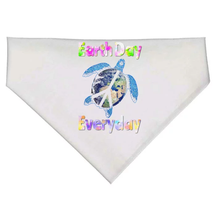 Peace Turtle Earth Day Everyday Turtle Watercolor Sea Ocean USA-Made Doggie Bandana