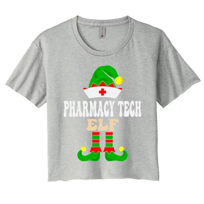 Pharmacy Tech Elf Xmas Matching Family Group Christmas Party Meaningful Gift Women's Crop Top Tee