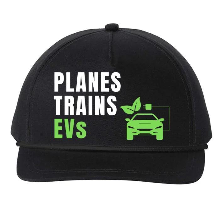 Planes Trains & ECars EV Owner Drive EVs Funny Electric Car Snapback Five-Panel Rope Hat