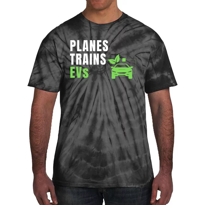 Planes Trains & ECars EV Owner Drive EVs Funny Electric Car Tie-Dye T-Shirt