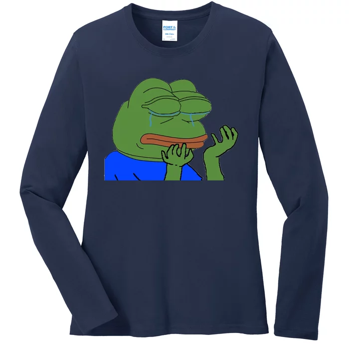 Pepehands Twitch Emote Ladies Long Sleeve Shirt