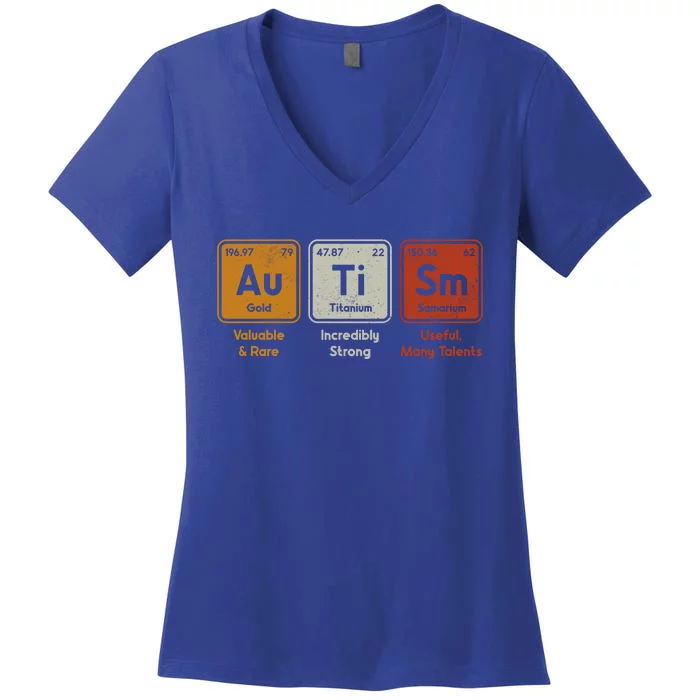 Periodic Table Elets Neurodiversity Autism Awareness Great Gift Women's V-Neck T-Shirt