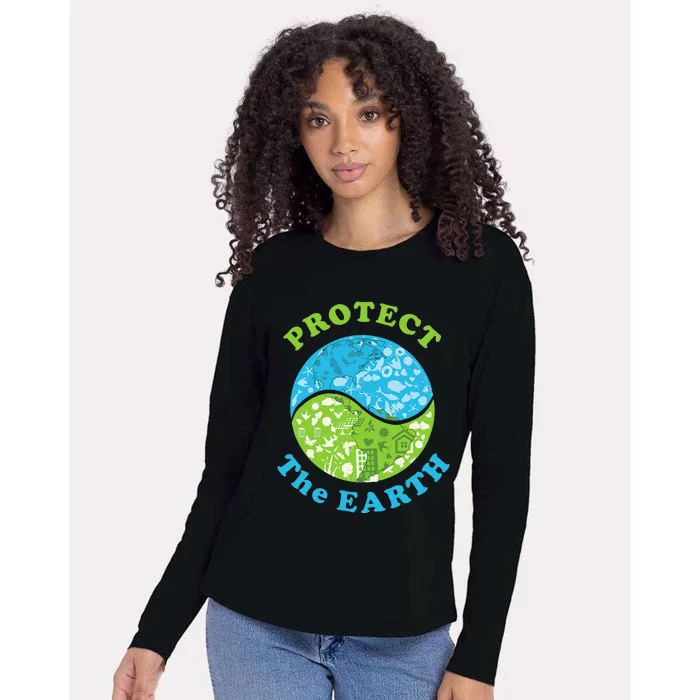 Protect The Earth Support Earth Day Gift Novelty Womens Cotton Relaxed Long Sleeve T-Shirt