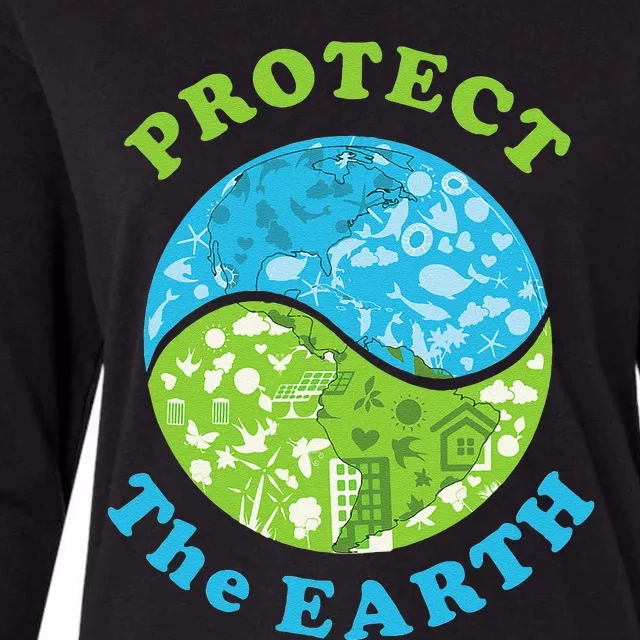 Protect The Earth Support Earth Day Gift Novelty Womens Cotton Relaxed Long Sleeve T-Shirt