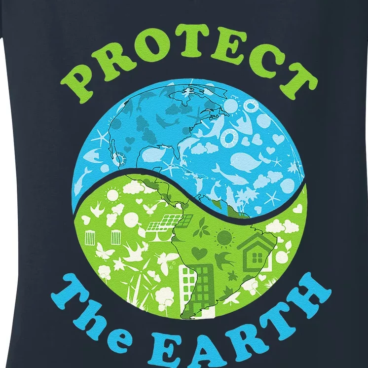 Protect The Earth Support Earth Day Gift Novelty Women's V-Neck T-Shirt