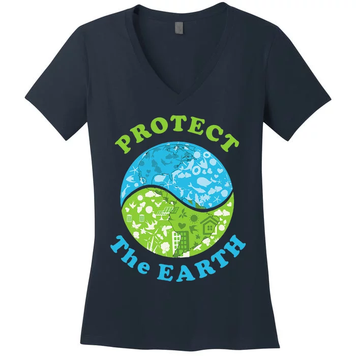 Protect The Earth Support Earth Day Gift Novelty Women's V-Neck T-Shirt