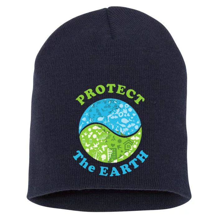 Protect The Earth Support Earth Day Gift Novelty Short Acrylic Beanie