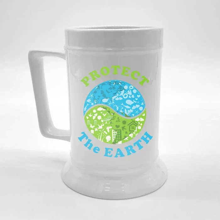 Protect The Earth Support Earth Day Gift Novelty Front & Back Beer Stein