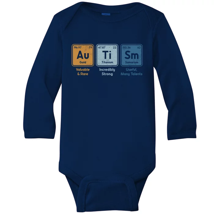 Periodic Table Elets Neurodiversity Autism Awareness Gift Baby Long Sleeve Bodysuit