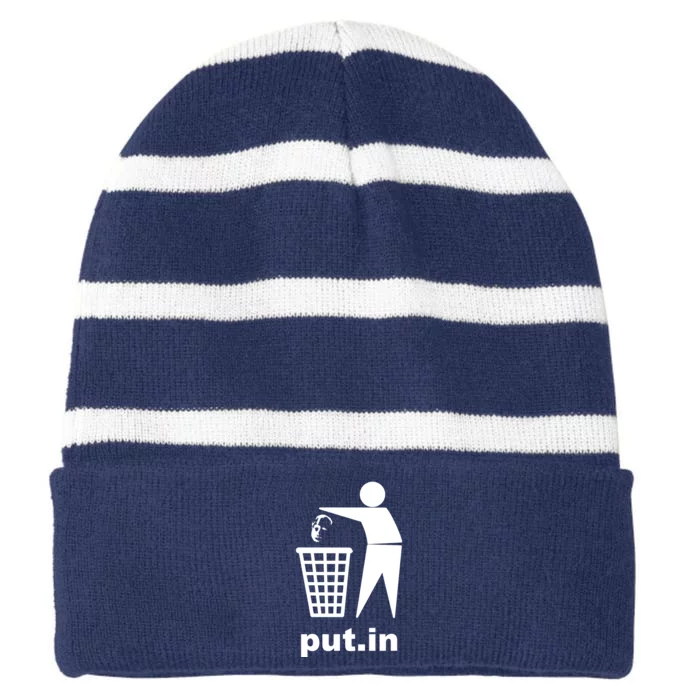 Putin Trash Funny Striped Beanie with Solid Band