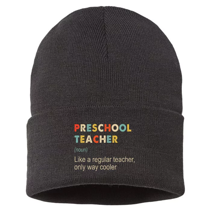 Preschool Teacher Funny Kindergarten Teacher Definition Sustainable Knit Beanie