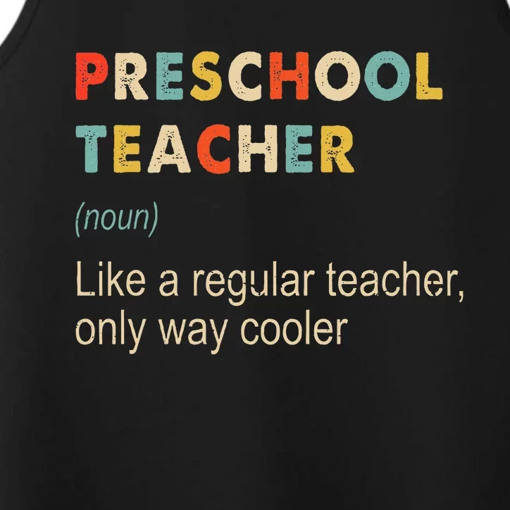 Preschool Teacher Funny Kindergarten Teacher Definition Performance Tank