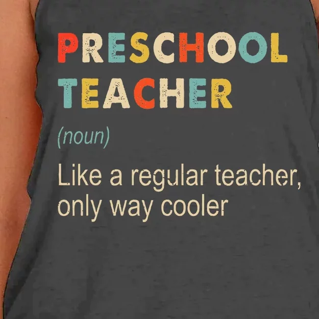 Preschool Teacher Funny Kindergarten Teacher Definition Women's Knotted Racerback Tank