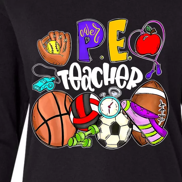 PE Teacher Funny Physical Education Teacher Back To School Womens Cotton Relaxed Long Sleeve T-Shirt