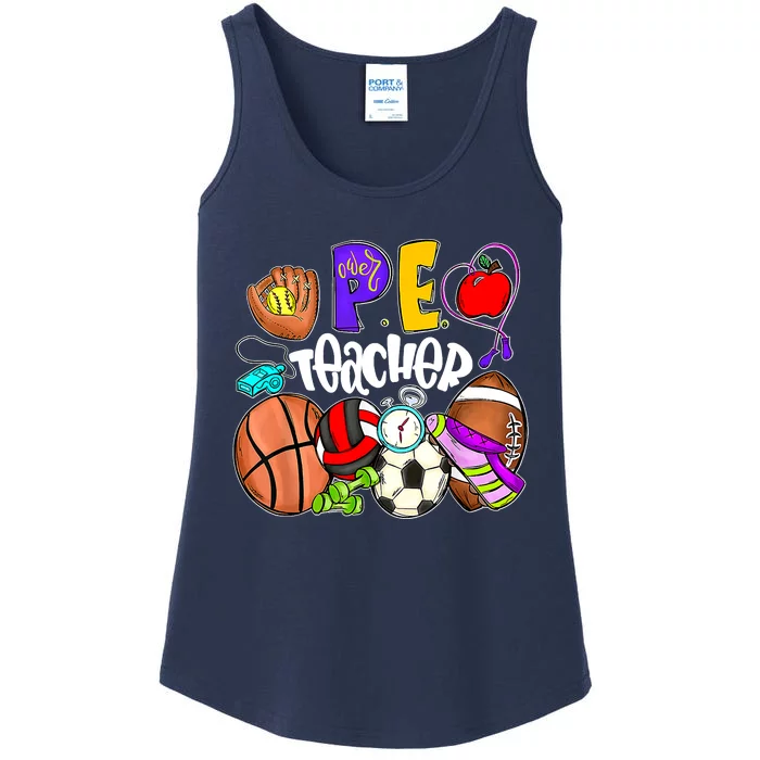 PE Teacher Funny Physical Education Teacher Back To School Ladies Essential Tank