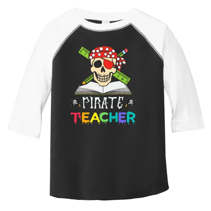 Pirate Teacher Funny Halloween Skull Adult Gift Toddler Fine Jersey T-Shirt