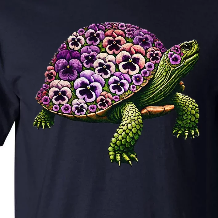 Pansies Turtle Flower Pansy Gardening Floral Tall T-Shirt