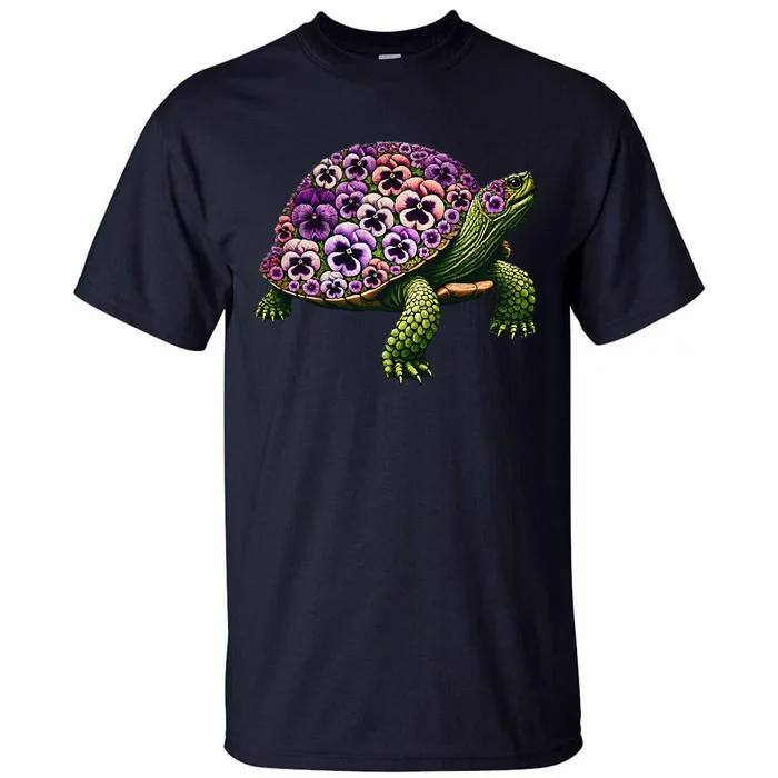 Pansies Turtle Flower Pansy Gardening Floral Tall T-Shirt