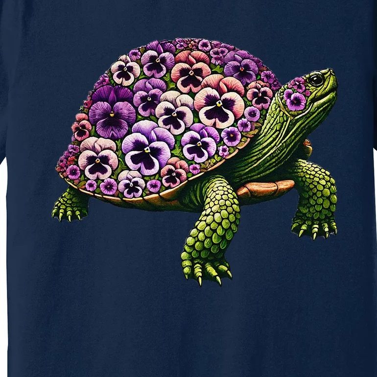 Pansies Turtle Flower Pansy Gardening Floral Premium T-Shirt