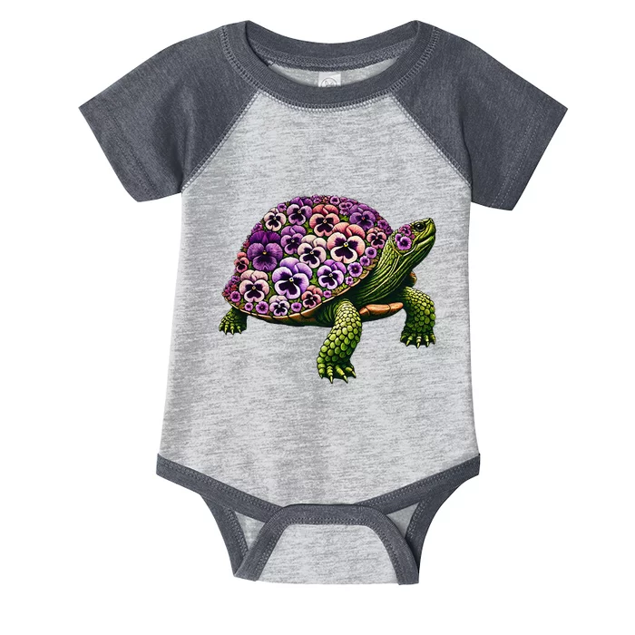 Pansies Turtle Flower Pansy Gardening Floral Infant Baby Jersey Bodysuit