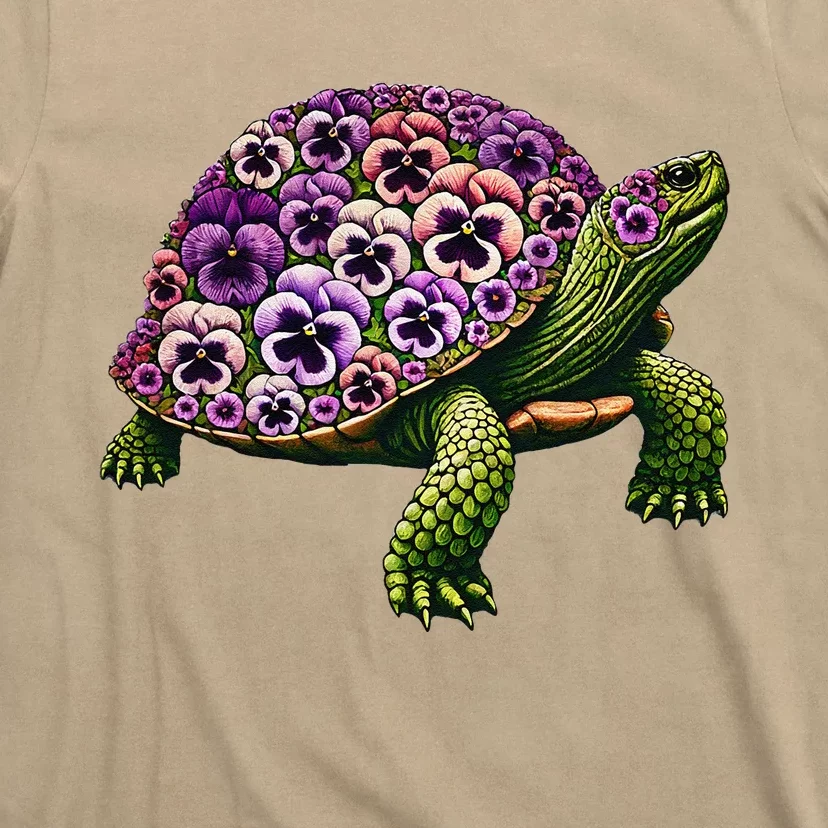 Pansies Turtle Flower Pansy Gardening Floral T-Shirt